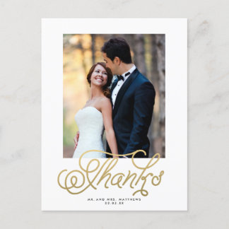 Carte Postale Elegant Mariage photo Merci Postcard