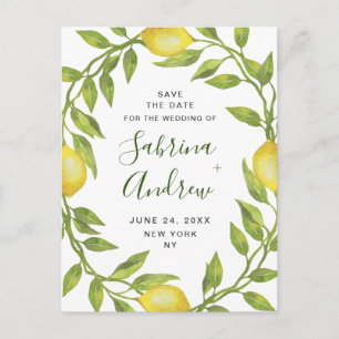 Carte Postale Élégant Mariage Verdoyant Citrons Enregistrer La D