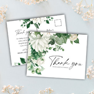Carte Postale Élégant Mariage vert émeraude fleuri moderne