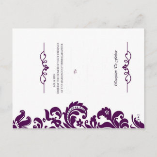 Carte Postale Elégant Mariage Violet Invitation Et RSVP