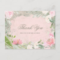 Élégant Merci de Fête des mariées Floral rose fran