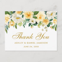 Elégant Merci de Mariage jaune or blanc