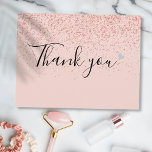 Carte Postale Élégant Merci de script d'affaires Rose or<br><div class="desc">Un script de parties scintillant en or rose chic business merci carte postale avec un coeur en argent. Une façon parfaite de dire merci à vos clients et clients. Ce design élégant est idéal pour un large éventail d'entreprises, y compris les salons spa cheveux et maquillage stylistes boutiques esthéticiennes et...</div>