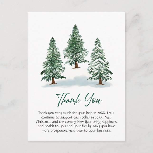 Carte Postale Élégant Merci d'entreprise de Noël (Devant)