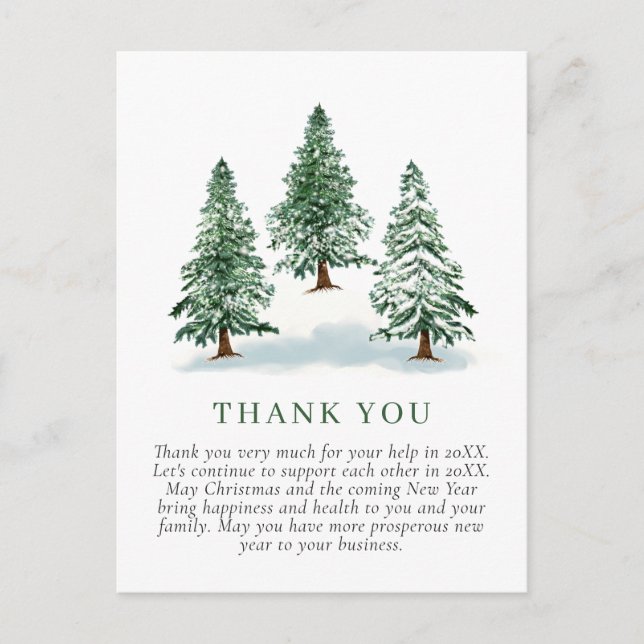 Carte Postale Élégant Merci d'entreprise de Noël (Devant)