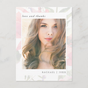 Carte Postale Élégant Merci Floral Graduation Photo