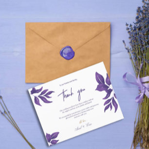 Carte Postale Élégant Merci Mariage d'Eucalyptus violet