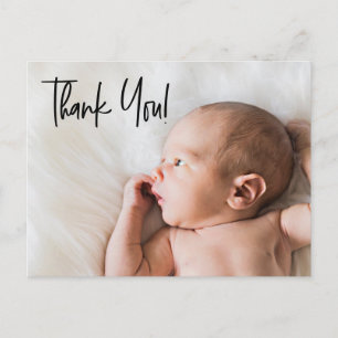 Carte Postale Elégant "Merci" Personnalisé bébé naissance Announ