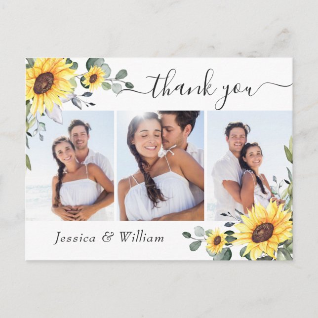 Carte Postale Élégant Merci PHOTO Eucalyptus tournesol (Devant)