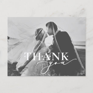 Carte Postale Élégant Merci Script Mariage de coeur