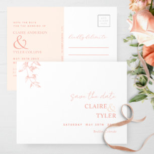 Carte Postale Élégant Minimal, Mariage De Pêche Enregistrer La D