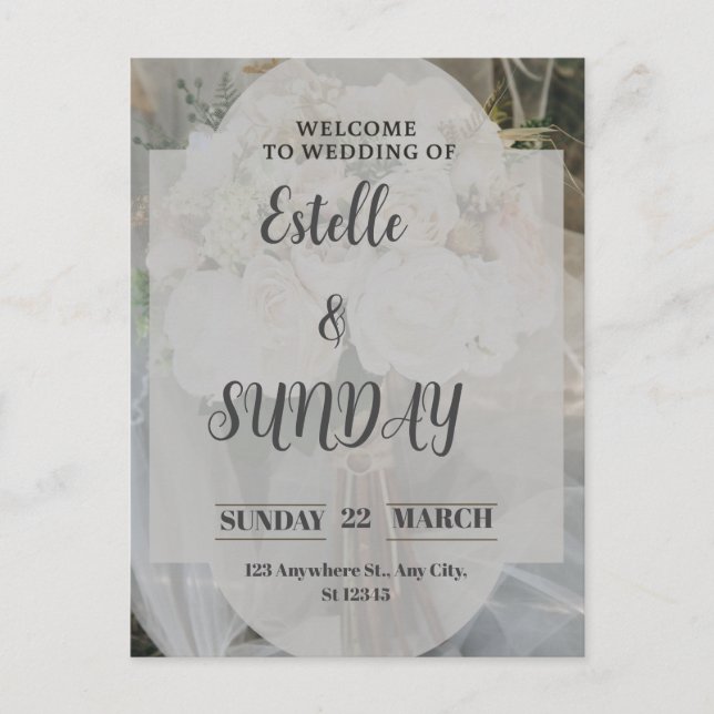 Carte Postale Elegant Minimalist Wedding Welcome Sign (Devant)