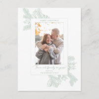 Elegant Minimalist White and Mint Holiday Floral