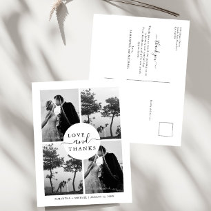 Carte Postale Élégant Minimaliste 4 Photos Remerciements de Mari