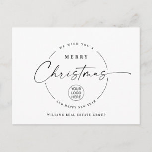 Carte Postale Élégant minimaliste Joyeux Noël Entreprise