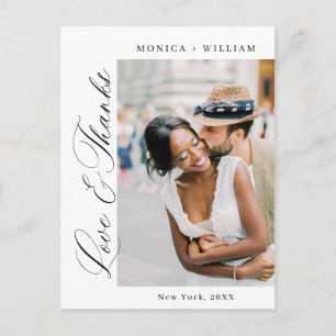 Carte Postale Élégant minimaliste Mariage Merci photo