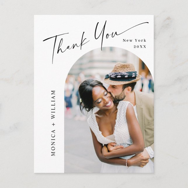 Carte Postale Élégant minimaliste Mariage Merci photo (Devant)