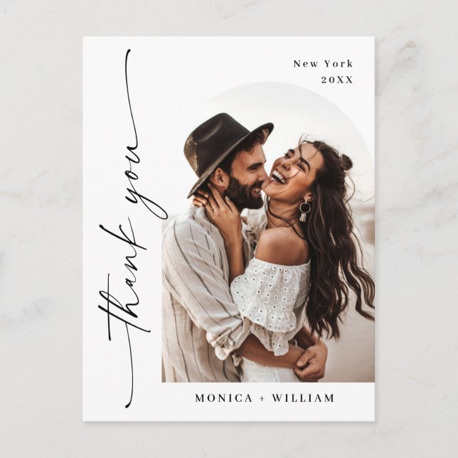 Carte Postale Élégant minimaliste Mariage Merci photo (Devant)