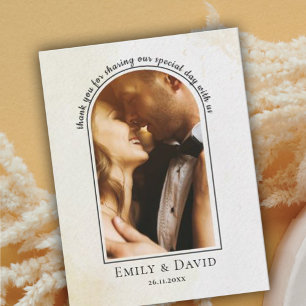 Carte Postale Élégant minimaliste simple Mariage photo Merci