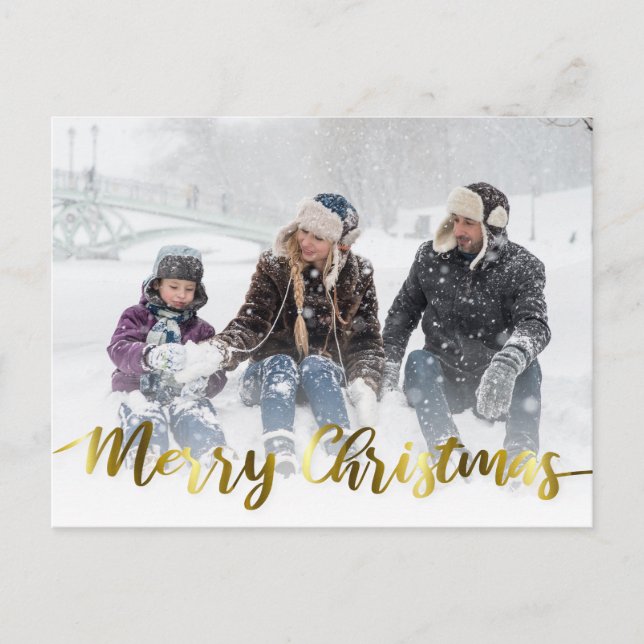 Carte Postale Elegant Modern Merry Christmas Gold Foil (Devant)
