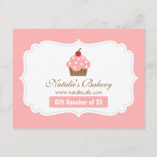 Carte Postale Élégant, Moderne, Cupcake Rose, Bon de Cadeau Boul