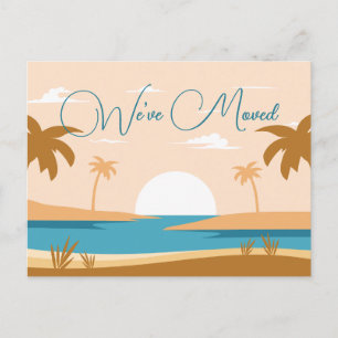 Carte Postale Élégant Moderne Tropical Coloré Nous Avons Déménag