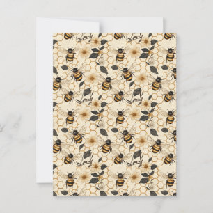 Carte Postale Élégant Motif abeille et abeille