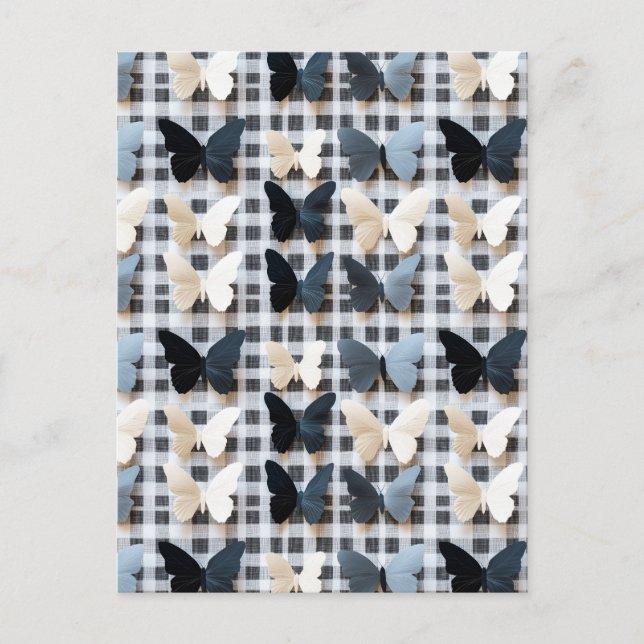 Carte Postale Élégant Motif de grille papillon (Devant)