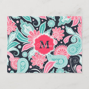 Carte Postale Elégant motif floral paisley tendance