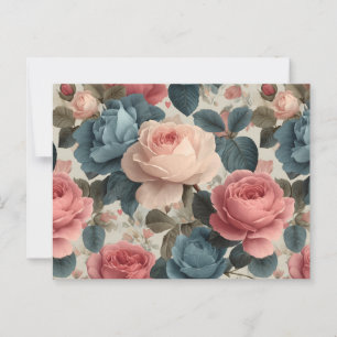Carte Postale Élégant motif floral Vintage avec Roses