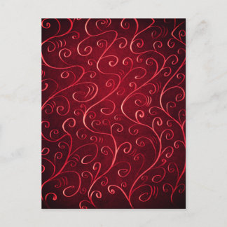 Carte Postale Élégant Motif Red Swirl