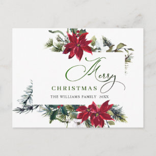 Carte Postale Élégant Noël Poinsettia Gênes de Noël