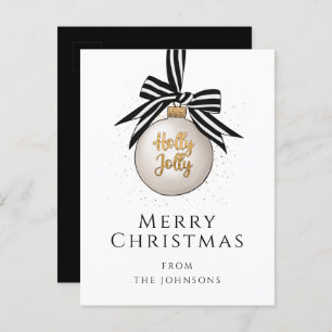 Carte Postale Elégant Noir Blanc Joyeux Noël Bauble Vacances