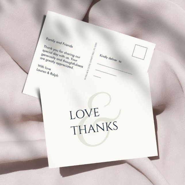 Carte Postale Elégant noir et ivoire Merci non photo (Créateur téléchargé)