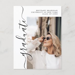 Carte Postale Élégant Nom du diplômé Classe de diplôme de photog