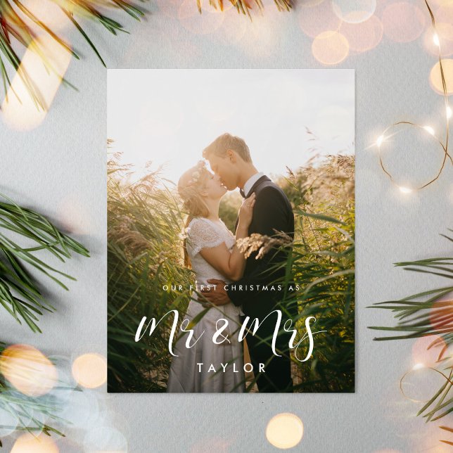 Carte Postale Élégant Notre premier Noël en tant que M. et Mme p (Créateur téléchargé)