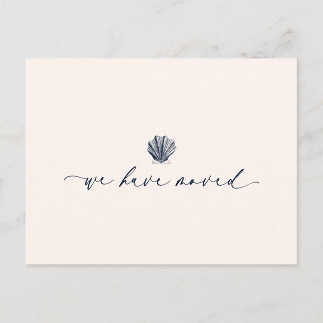 Carte Postale Élégant Nous Avons Déplacé Script manuscrit | Bleu (Devant)