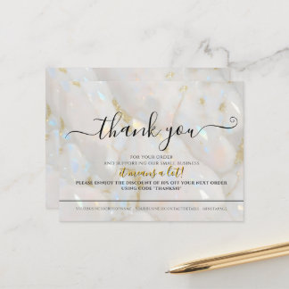 Carte Postale Elegant Opal Stone Custom Logo Thank You Card