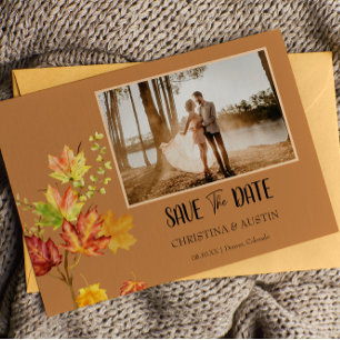 Carte Postale Elégant Photo Automne Feuilles sauvages Sauver la 
