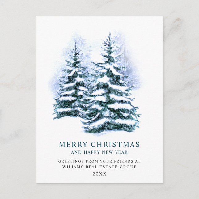 Carte Postale Elégant Pine Tree Noël Accueil d'entreprise (Devant)