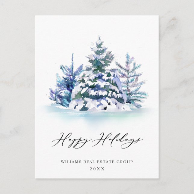 Carte Postale Elégant Pine Tree Noël Accueil d'entreprise (Devant)