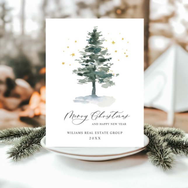 Carte Postale Elégant Pine Tree Noël Accueil d'entreprise (Créateur téléchargé)
