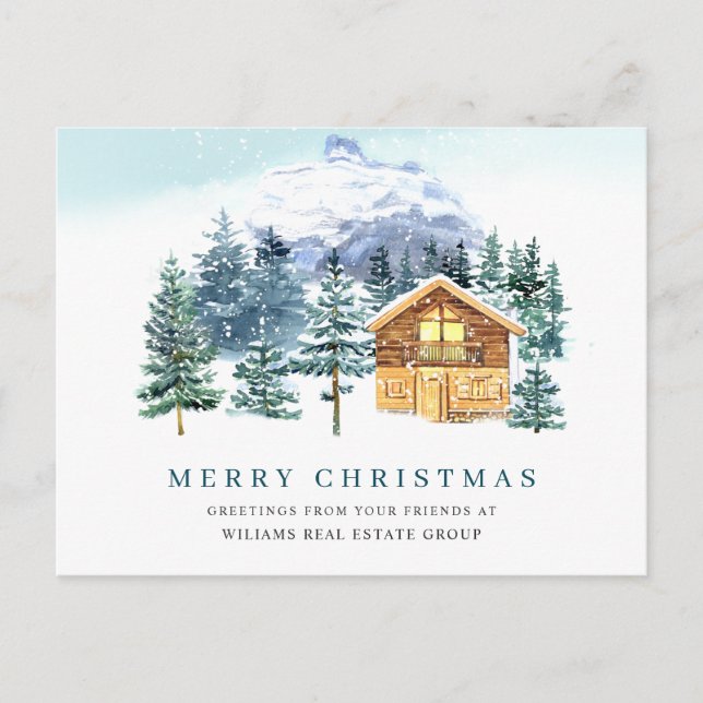 Carte Postale Elégant Pine Tree Noël Accueil d'entreprise (Devant)