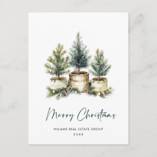 Carte Postale Elégant Pine Tree Noël Société Salutation