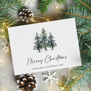 Carte Postale Elégant Pine Tree Noël Société Salutation