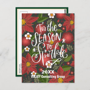 Carte Postale Elégant Poinsettia Floral Greenery Business