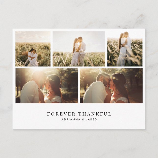 Carte Postale Elegant pour toujours Merci simple photo Mariage (Devant)