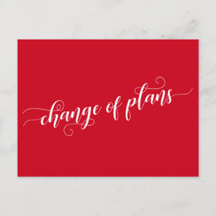 Carte Postale Élégant Red Change of Plans Reporté Mariage