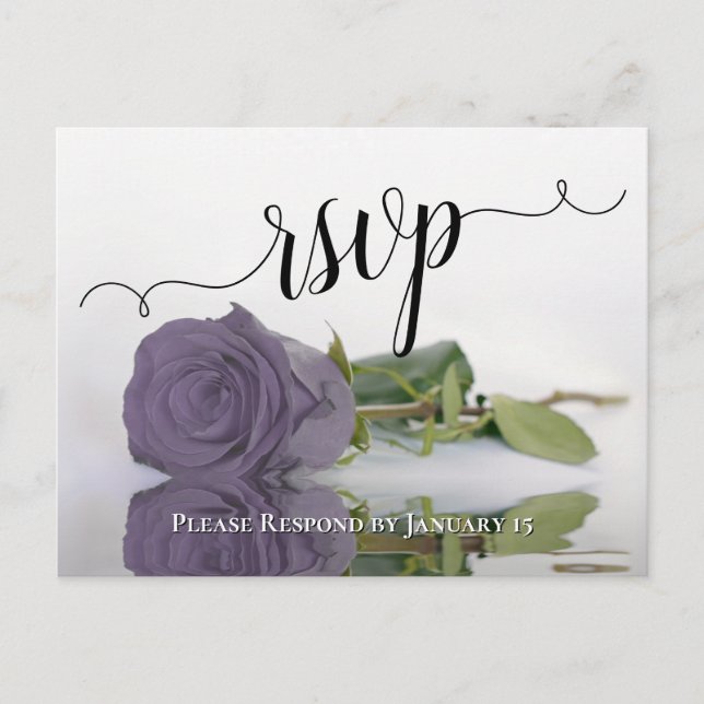 Carte Postale Elegant Reflecting Dusty Purple Rose Wedding RSVP (Devant)