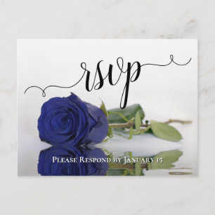 Carte Postale Elégant reflet Marine Rose bleu mariage RSVP